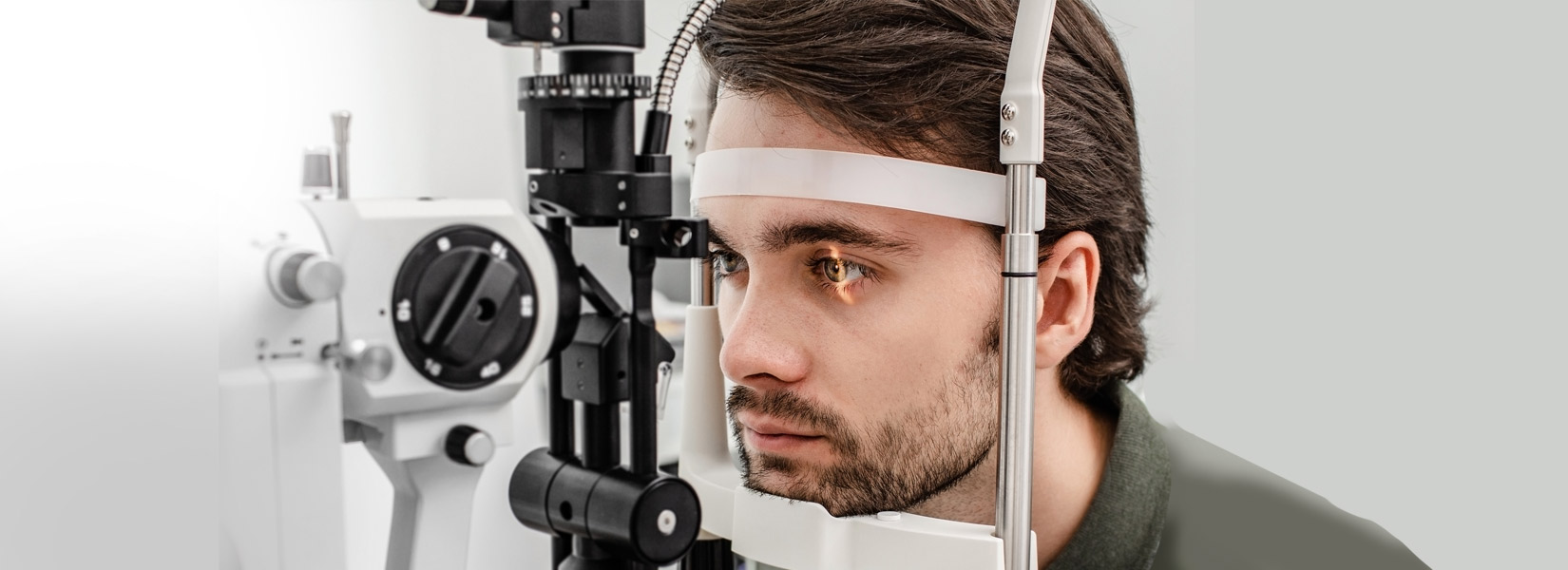 young man during eye exam in Columbia